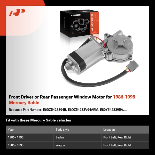 Front Driver or Rear Passenger Window Motor for 1986-1995 Mercury Sable
