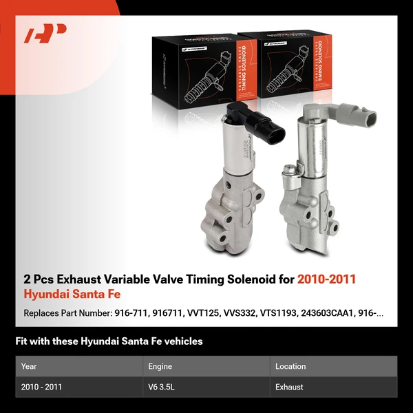 2 Pcs Exhaust Variable Valve Timing Solenoid for 2010-2011 Hyundai Santa Fe