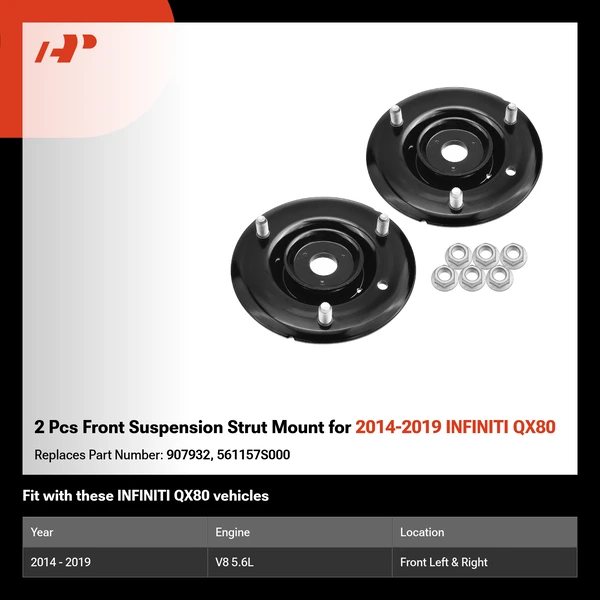 2 Pcs Front Suspension Strut Mount for 2014-2019 INFINITI QX80