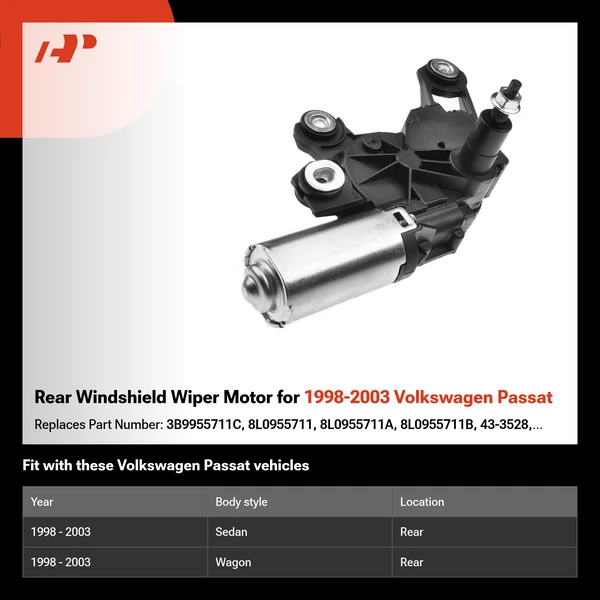 Rear Windshield Wiper Motor for 1998-2003 Volkswagen Passat