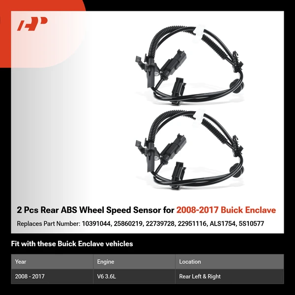 2 Pcs Rear ABS Wheel Speed Sensor for 2008-2017 Buick Enclave