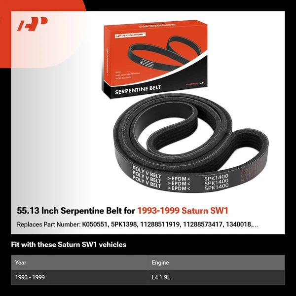55.13 Inch Serpentine Belt for 1993-1999 Saturn SW1