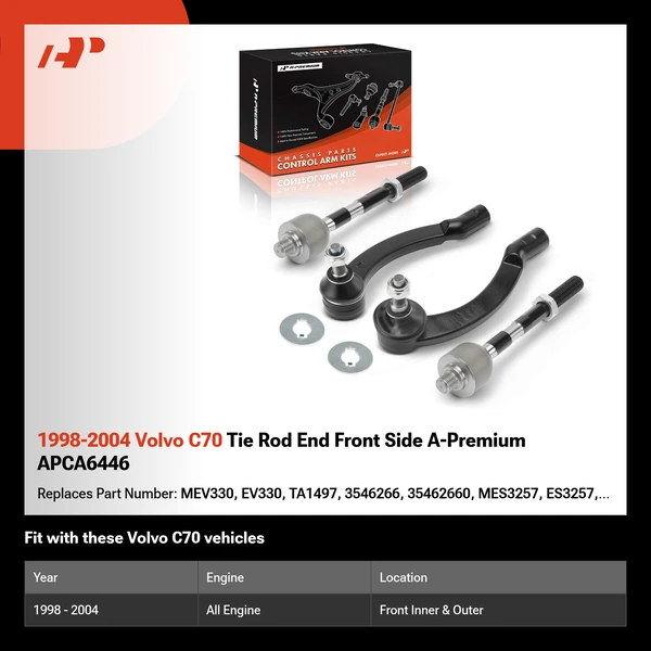 1998-2004 Volvo C70 Tie Rod End Front Side A-Premium APCA6446