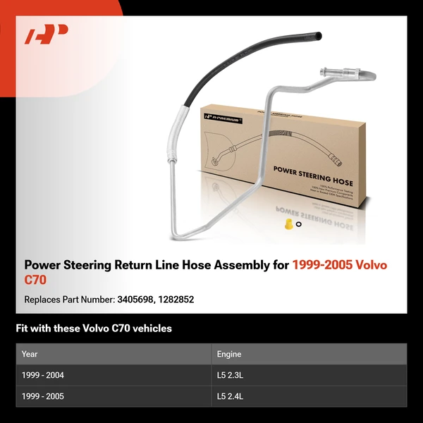 Power Steering Return Line Hose Assembly for 1999-2005 Volvo C70