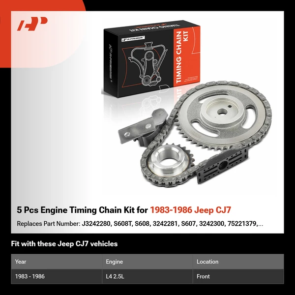 5 Pcs Engine Timing Chain Kit for 1983-1986 Jeep CJ7