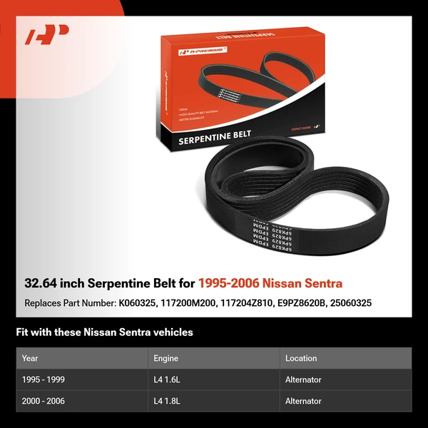 32.64 inch Serpentine Belt for 1995-2006 Nissan Sentra