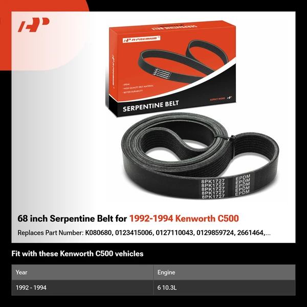 68 inch Serpentine Belt for 1992-1994 Kenworth C500