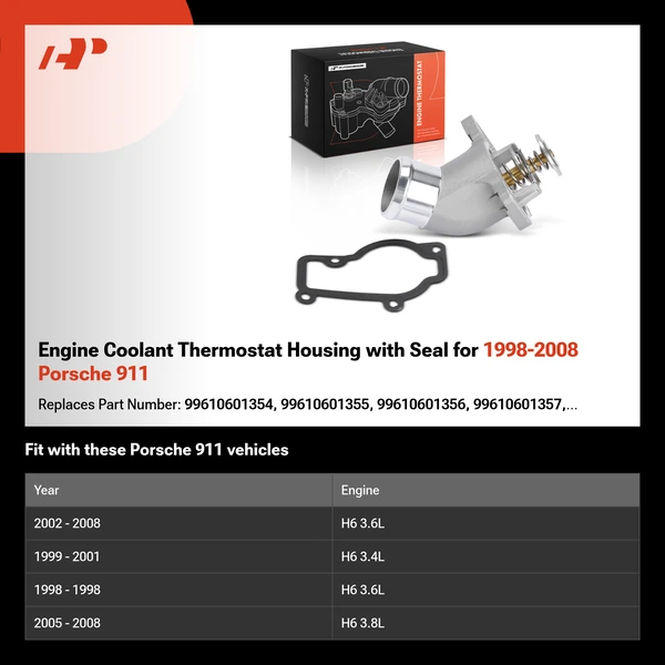Engine Coolant Thermostat Housing with Seal for 1998-2008 Porsche 911