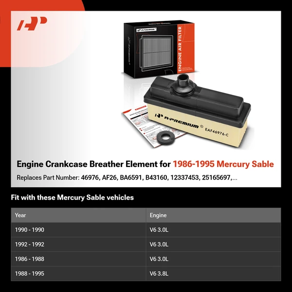 Engine Crankcase Breather Element for 1986-1995 Mercury Sable