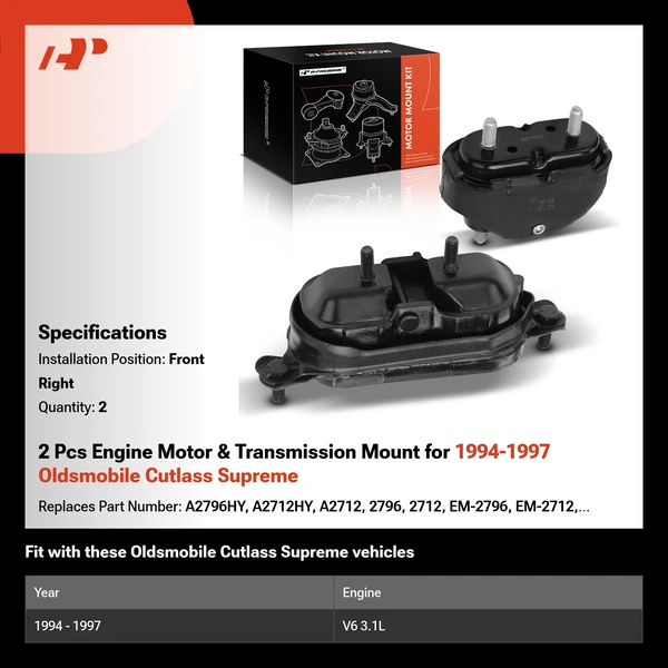 2 Pcs Engine Motor & Transmission Mount for 1994-1997 Oldsmobile Cutlass Supreme