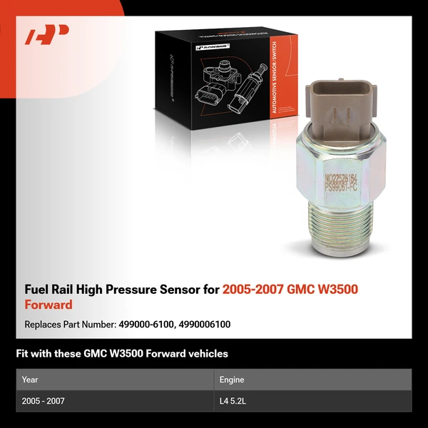 Fuel Rail High Pressure Sensor for 2005-2007 GMC W3500 Forward