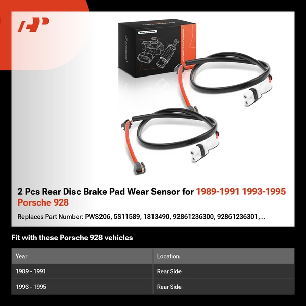2 Pcs Rear Disc Brake Pad Wear Sensor for 1989-1991 1993-1995 Porsche 928