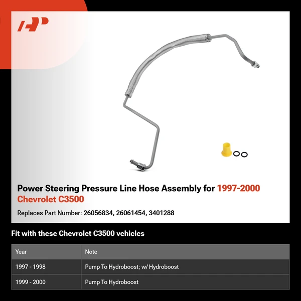 Power Steering Pressure Line Hose Assembly for 1997-2000 Chevrolet C3500