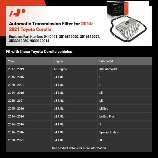 Automatic Transmission Filter for 2014-2021 Toyota Corolla