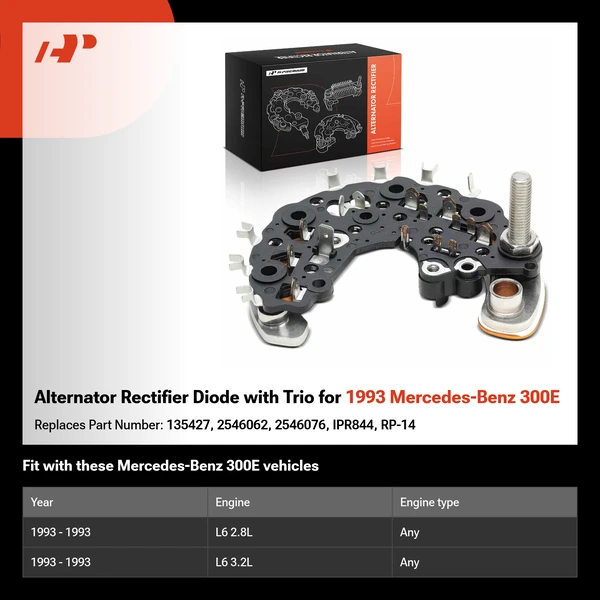 Alternator Rectifier Diode with Trio for 1993 Mercedes-Benz 300E