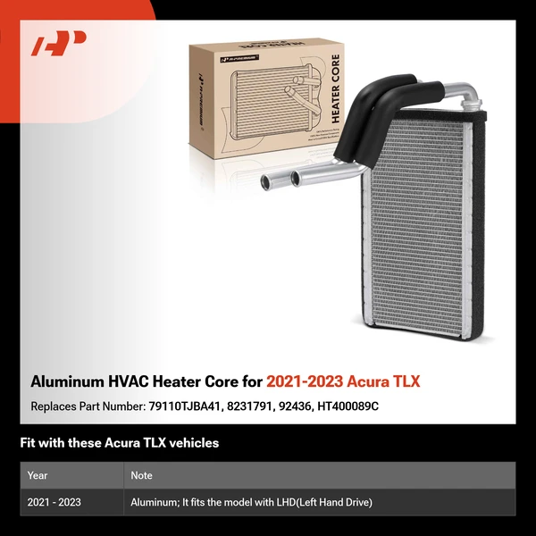 Aluminum HVAC Heater Core for 2021-2023 Acura TLX