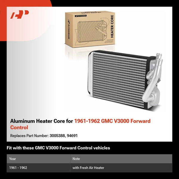 Aluminum Heater Core for 1961-1962 GMC V3000 Forward Control