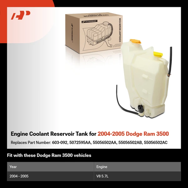 Engine Coolant Reservoir Tank for 2004-2005 Dodge Ram 3500