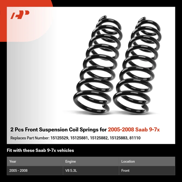 2 Pcs Front Suspension Coil Springs for 2005-2008 Saab 9-7x