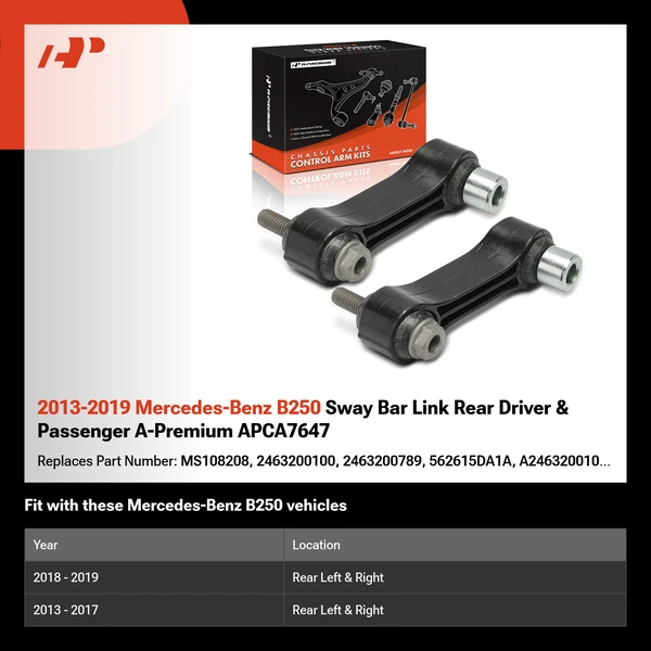 2013-2019 Mercedes-Benz B250 Sway Bar Link Rear Driver & Passenger A-Premium APCA7647