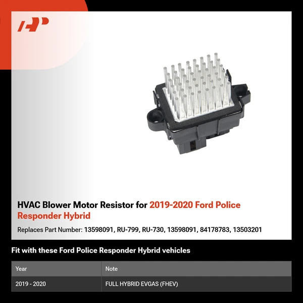 HVAC Blower Motor Resistor for 2019-2020 Ford Police Responder Hybrid