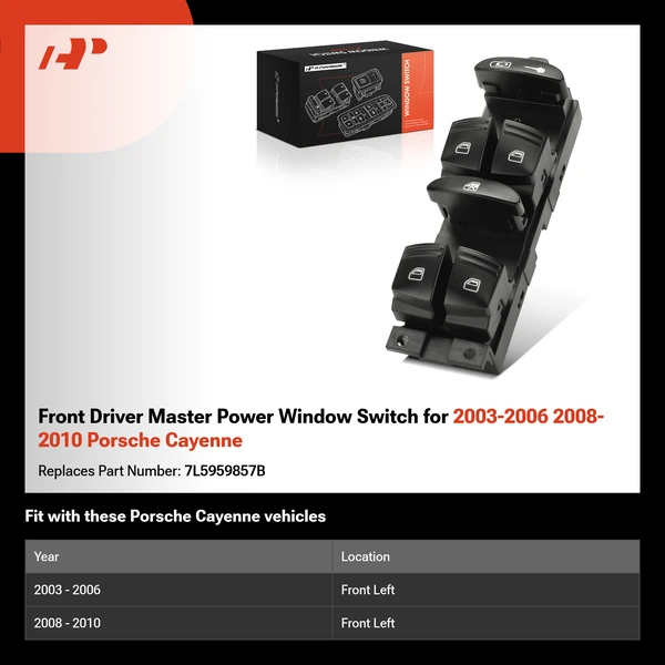 Front Driver Master Power Window Switch for 2003-2006 2008-2010 Porsche Cayenne