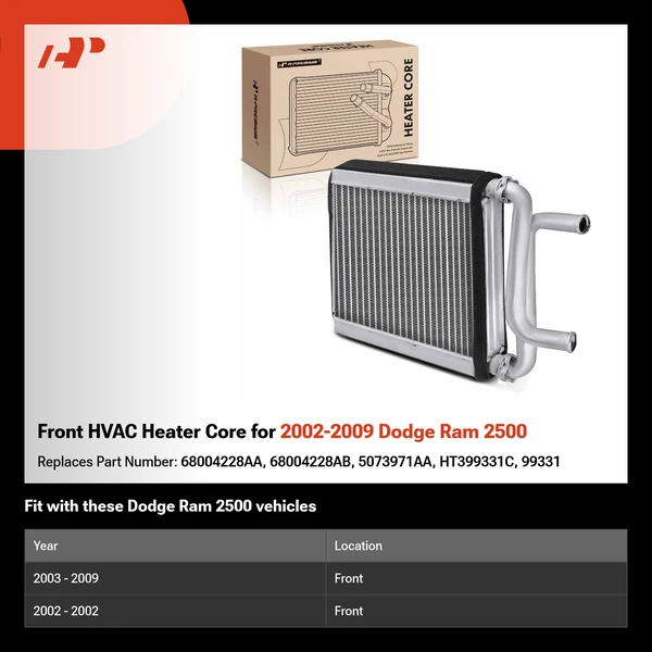 Front HVAC Heater Core for 2002-2009 Dodge Ram 2500
