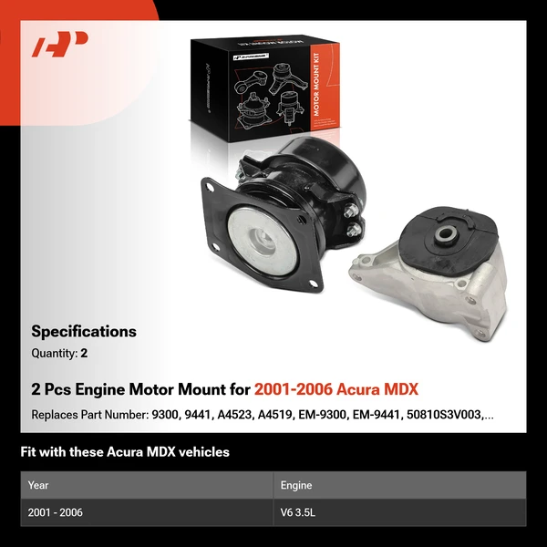 2 Pcs Engine Motor Mount for 2001-2006 Acura MDX