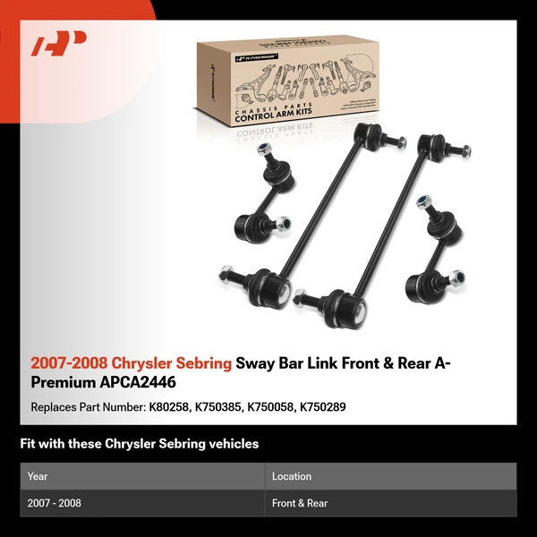 2007-2008 Chrysler Sebring Sway Bar Link Front & Rear A-Premium APCA2446