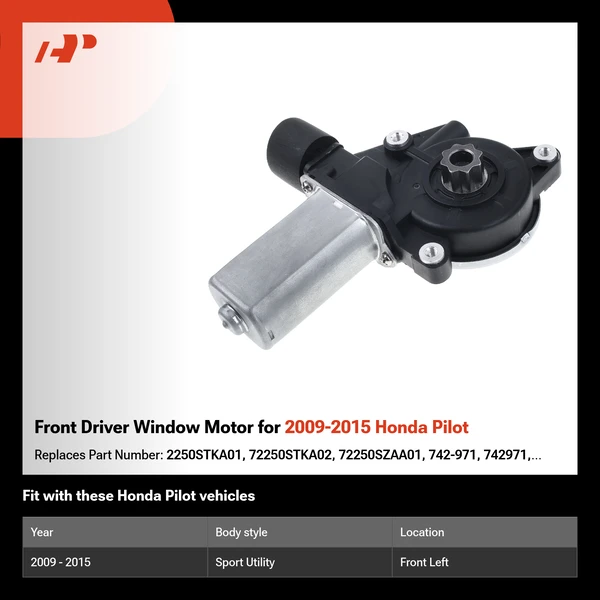 Front Driver Window Motor for 2009-2015 Honda Pilot
