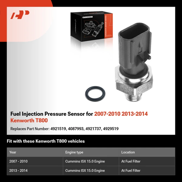 Fuel Injection Pressure Sensor for 2007-2010 2013-2014 Kenworth T800