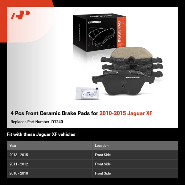 4 Pcs Front Ceramic Brake Pads for 2010-2015 Jaguar XF