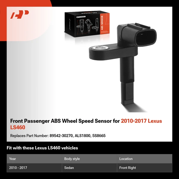 Front Passenger ABS Wheel Speed Sensor for 2010-2017 Lexus LS460