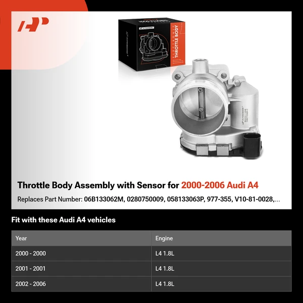 Throttle Body Assembly with Sensor for 2000-2006 Audi A4