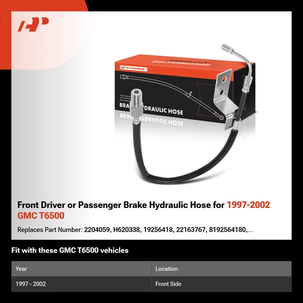 Front Driver or Passenger Brake Hydraulic Hose for 1997-2002 GMC T6500