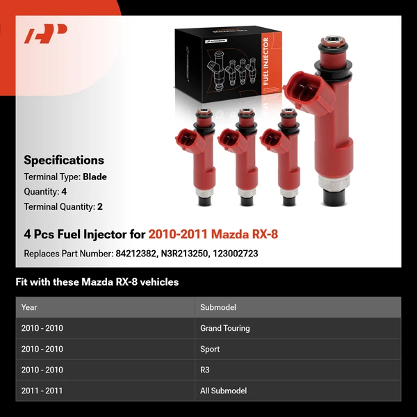 4 Pcs Fuel Injector for 2010-2011 Mazda RX-8
