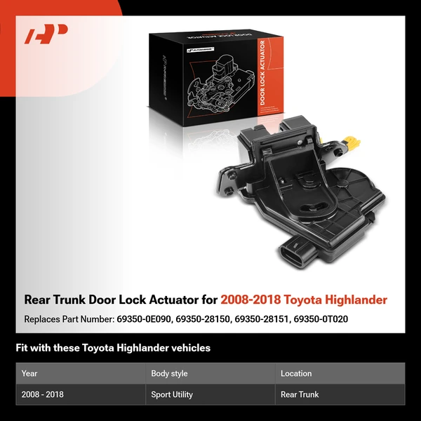 Rear Trunk Door Lock Actuator for 2008-2018 Toyota Highlander