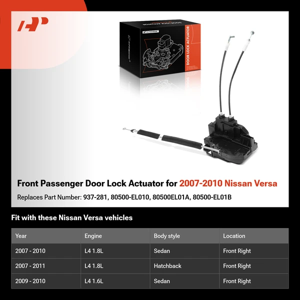Front Passenger Door Lock Actuator for 2007-2010 Nissan Versa