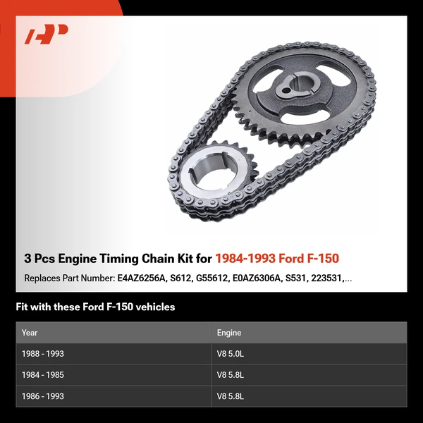 3 Pcs Engine Timing Chain Kit for 1984-1993 Ford F-150