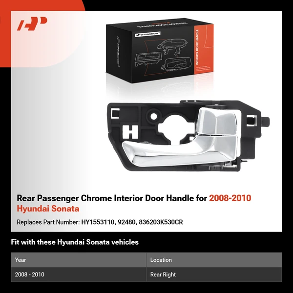 Rear Passenger Chrome Interior Door Handle for 2008-2010 Hyundai Sonata