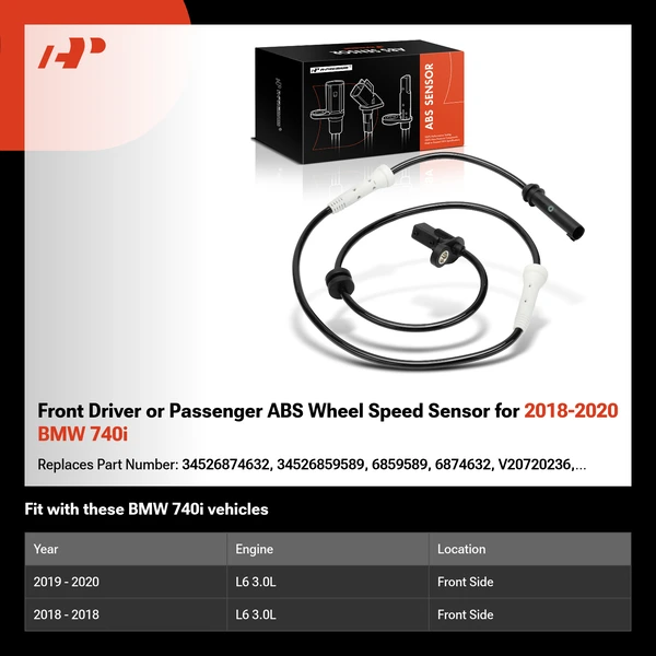 Front Driver or Passenger ABS Wheel Speed Sensor for 2018-2020 BMW 740i