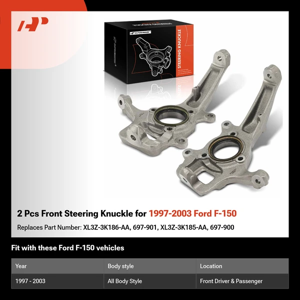 2 Pcs Front Steering Knuckle for 1997-2003 Ford F-150
