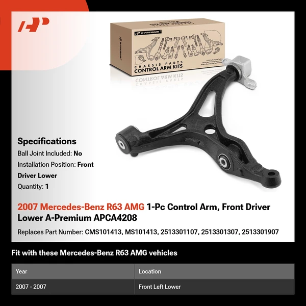 2007 Mercedes-Benz R63 AMG 1-Pc Control Arm, Front Driver Lower A-Premium APCA4208