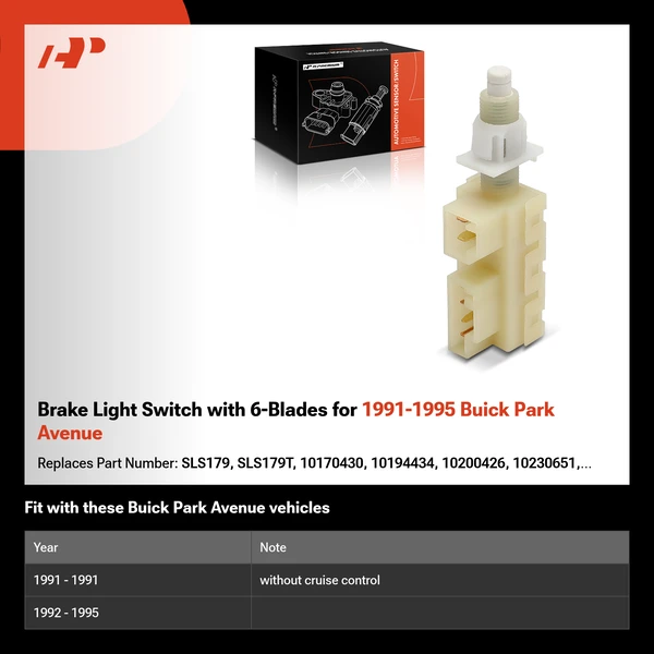 Brake Light Switch with 6-Blades for 1991-1995 Buick Park Avenue