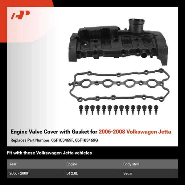 Engine Valve Cover with Gasket for 2006-2008 Volkswagen Jetta