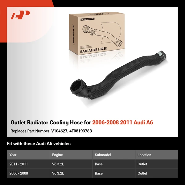 Outlet Radiator Cooling Hose for 2006-2008 2011 Audi A6