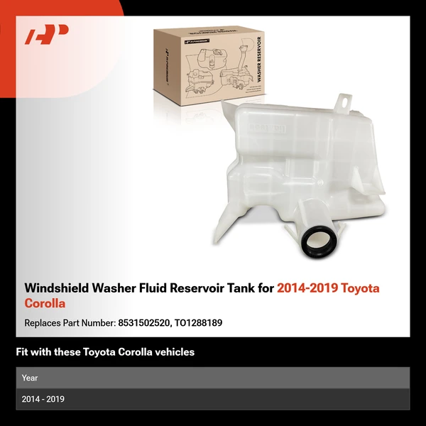 Windshield Washer Fluid Reservoir Tank for 2014-2019 Toyota Corolla