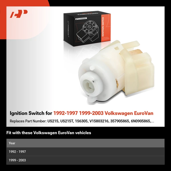 Ignition Switch for 1992-1997 1999-2003 Volkswagen EuroVan