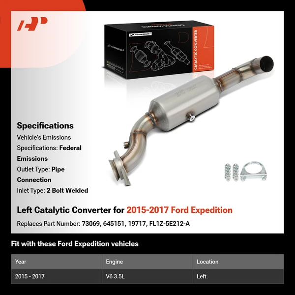 Left Catalytic Converter for 2015-2017 Ford Expedition