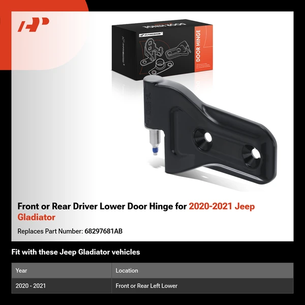 Front or Rear Driver Lower Door Hinge for 2020-2021 Jeep Gladiator